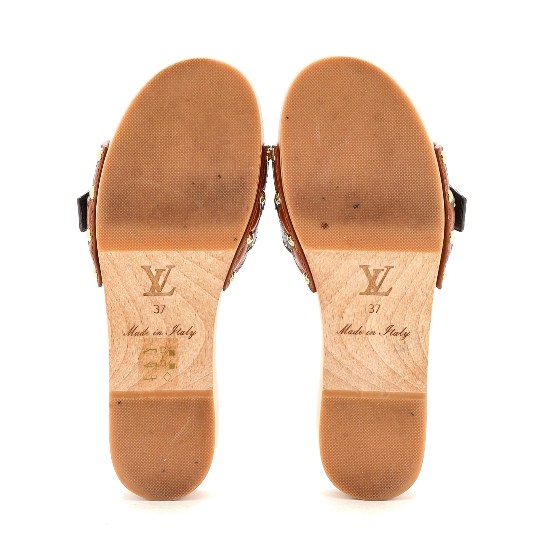 Women's Cottage Mules Leather with Monogram Canvas
