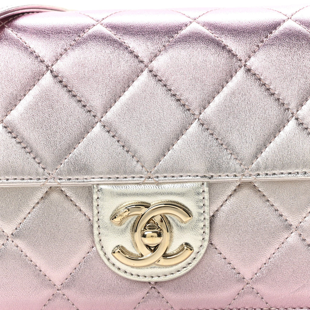 Metallic Lambskin Like A Wallet Flap Golden Pink