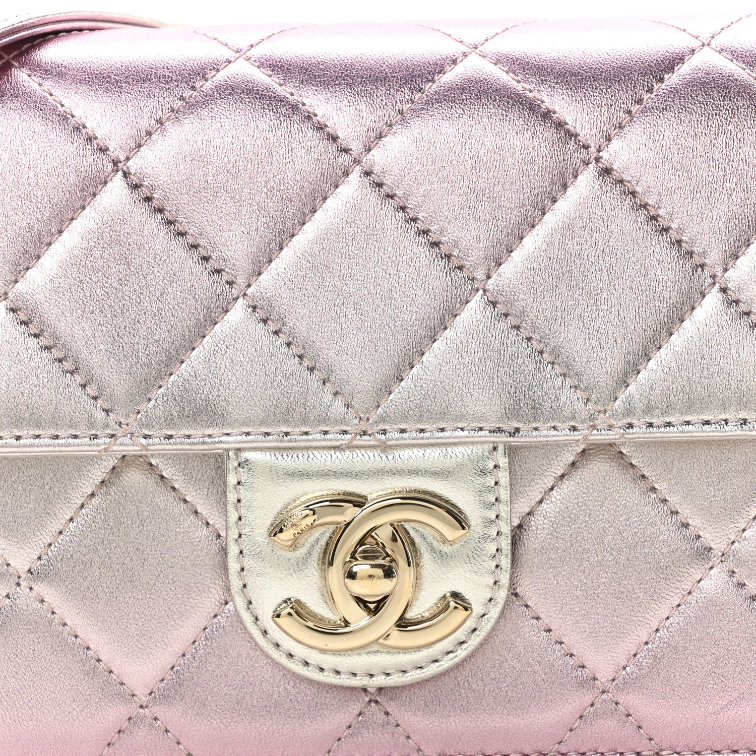 Metallic Lambskin Like A Wallet Flap Golden Pink