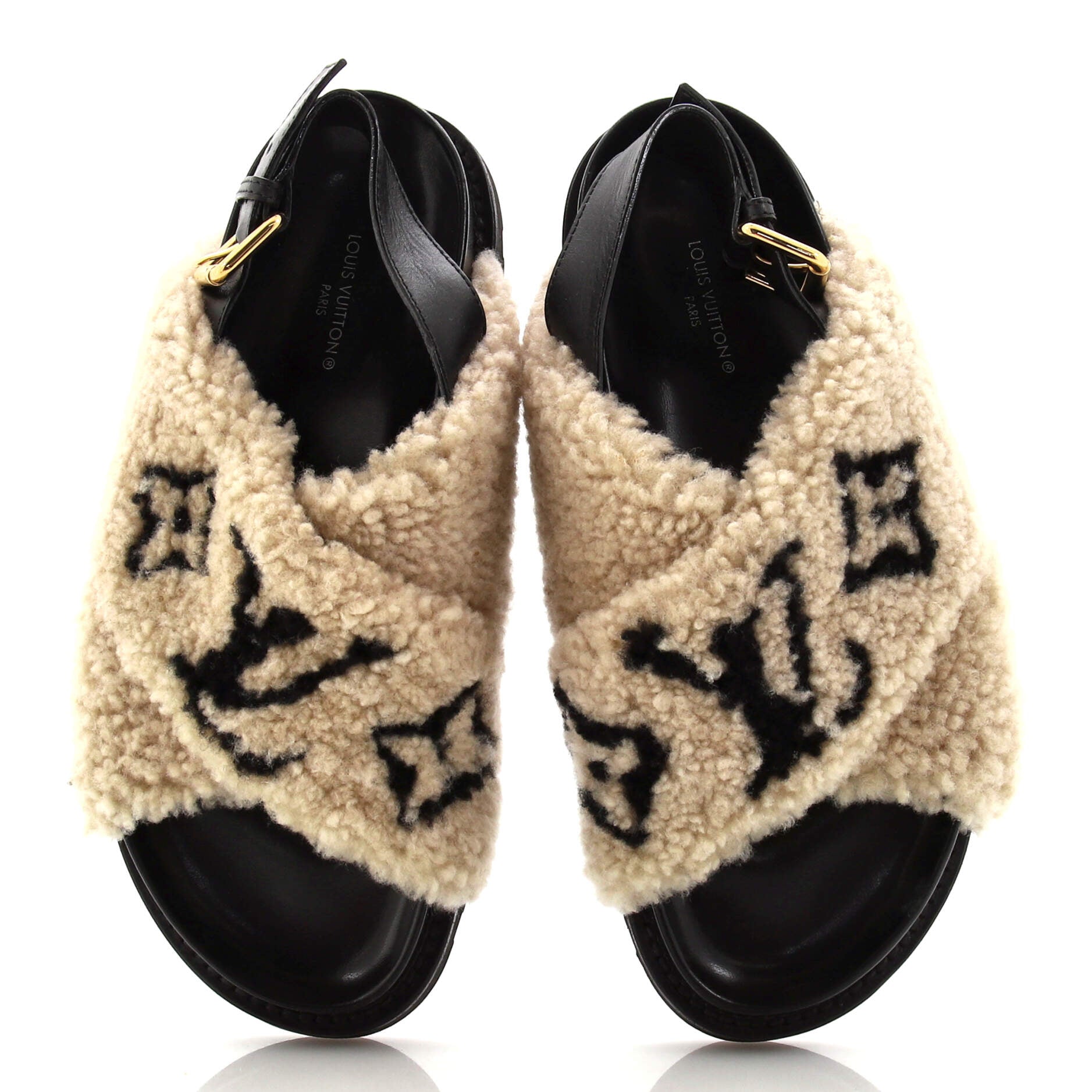 Women's Paseo Comfort Slide Slingback Sandals Shearling with Leather