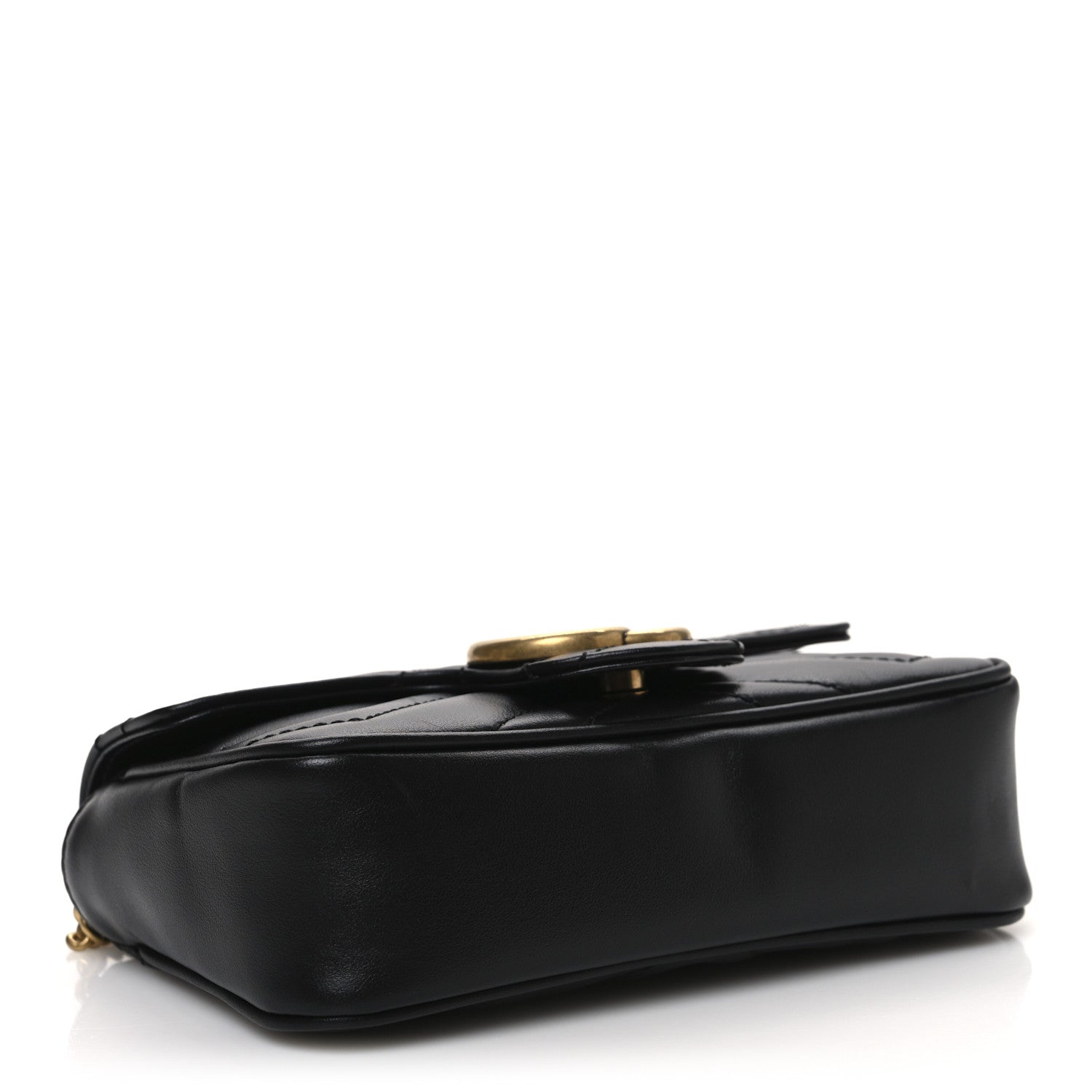 Calfskin Matelasse Super Mini GG Marmont Shoulder Bag Black