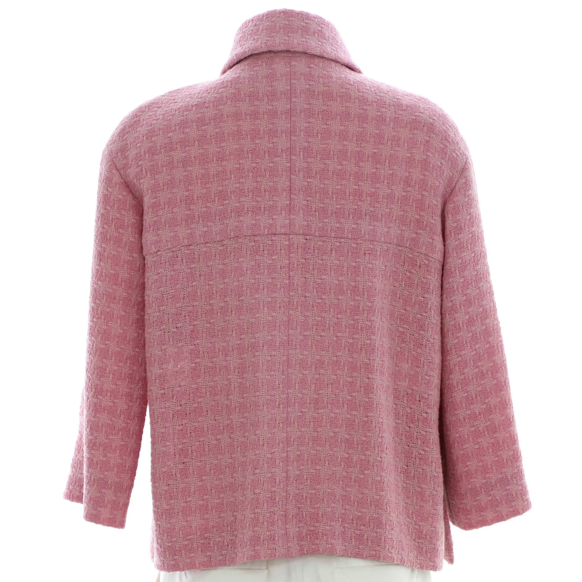 Women's Four Pocket Cropped Sleeve Collared Button Up Jacket Tweed