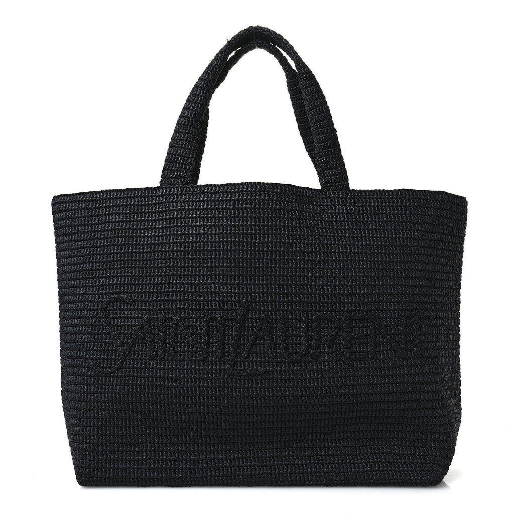 Raffia Logo Tote  Black