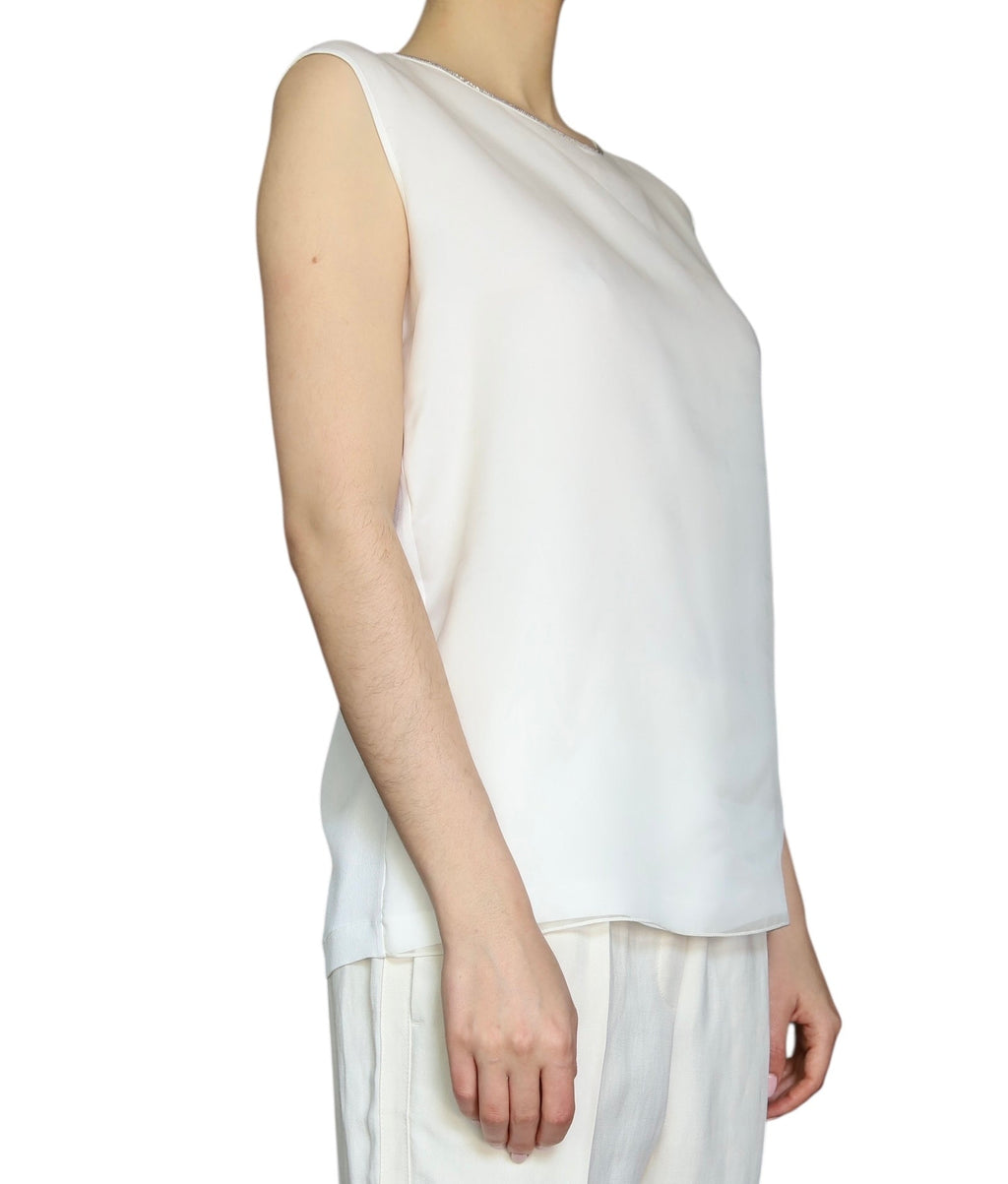 Fabiana Fillipi White Monili Silk Layered Tank - IT 42 / US 6 / S