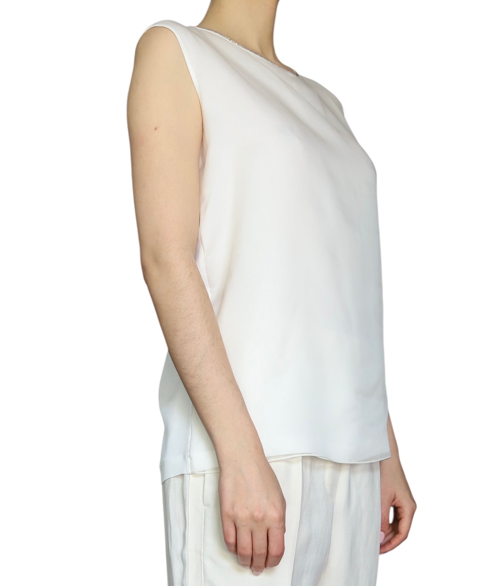 Fabiana Fillipi White Monili Silk Layered Tank - IT 42 / US 6 / S