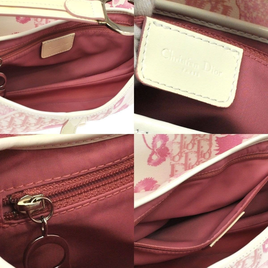Christian Dior Saddle Trotter Hand Bag Pink Canvas Italy