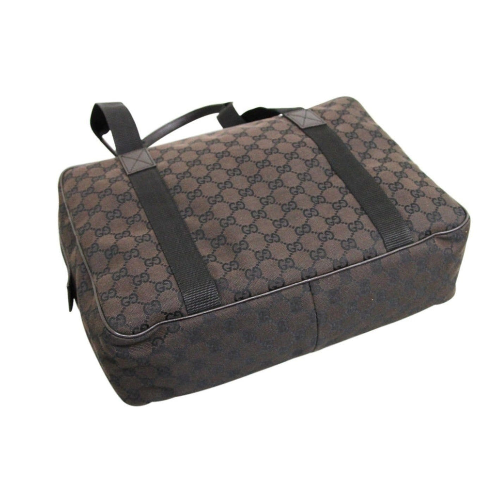Gucci 282529 Unisex Brown Canvas Shoulder Laptop Bag Tote Handbag - Final Call