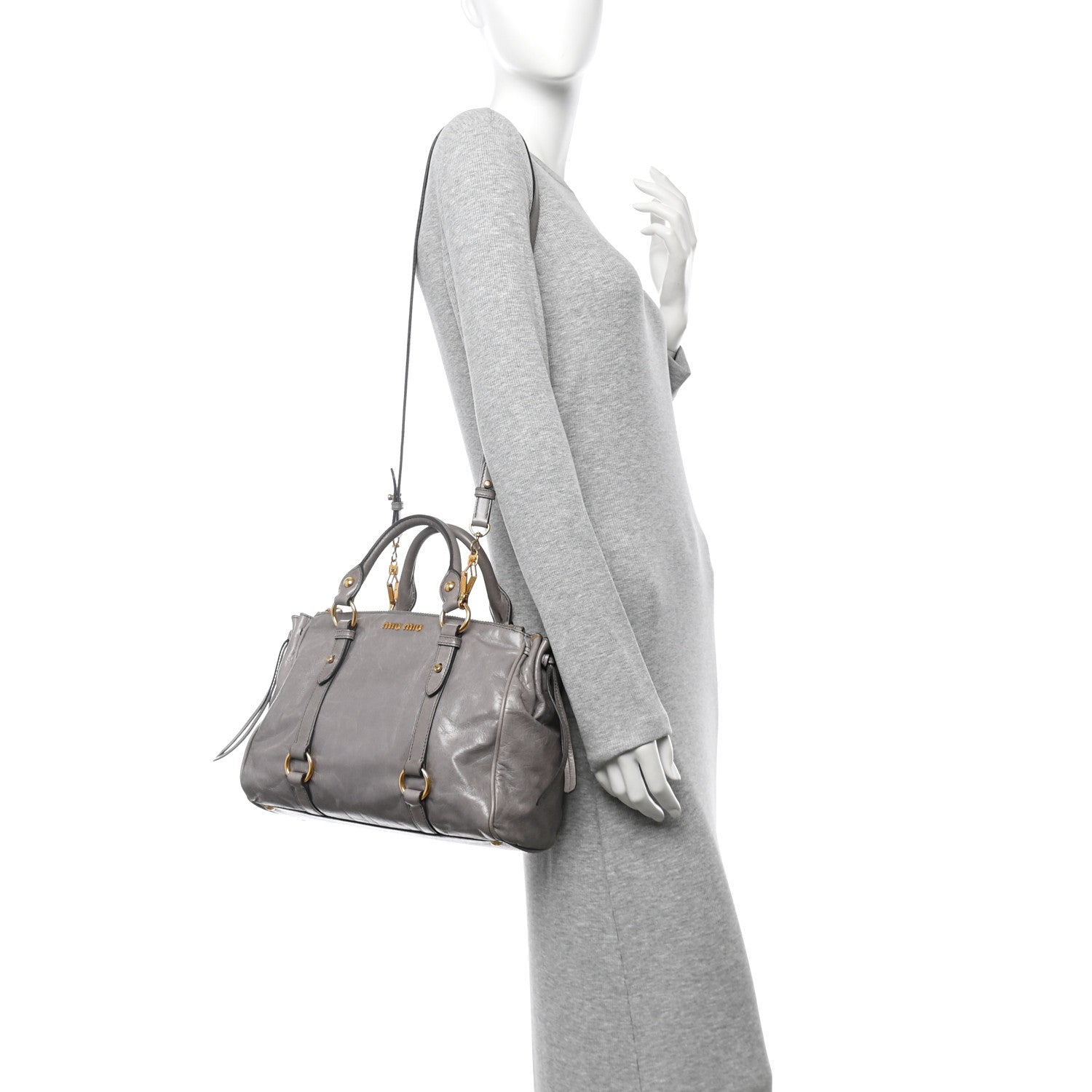 Vitello Shine Double Zip Tote Fumo