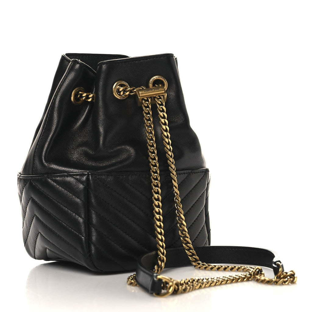 Lambskin Matelasse Monogram Joe Nano Bucket Bag Black