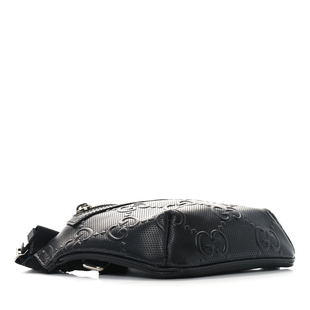Calfskin GG Tennis Embossed Belt Bag Black