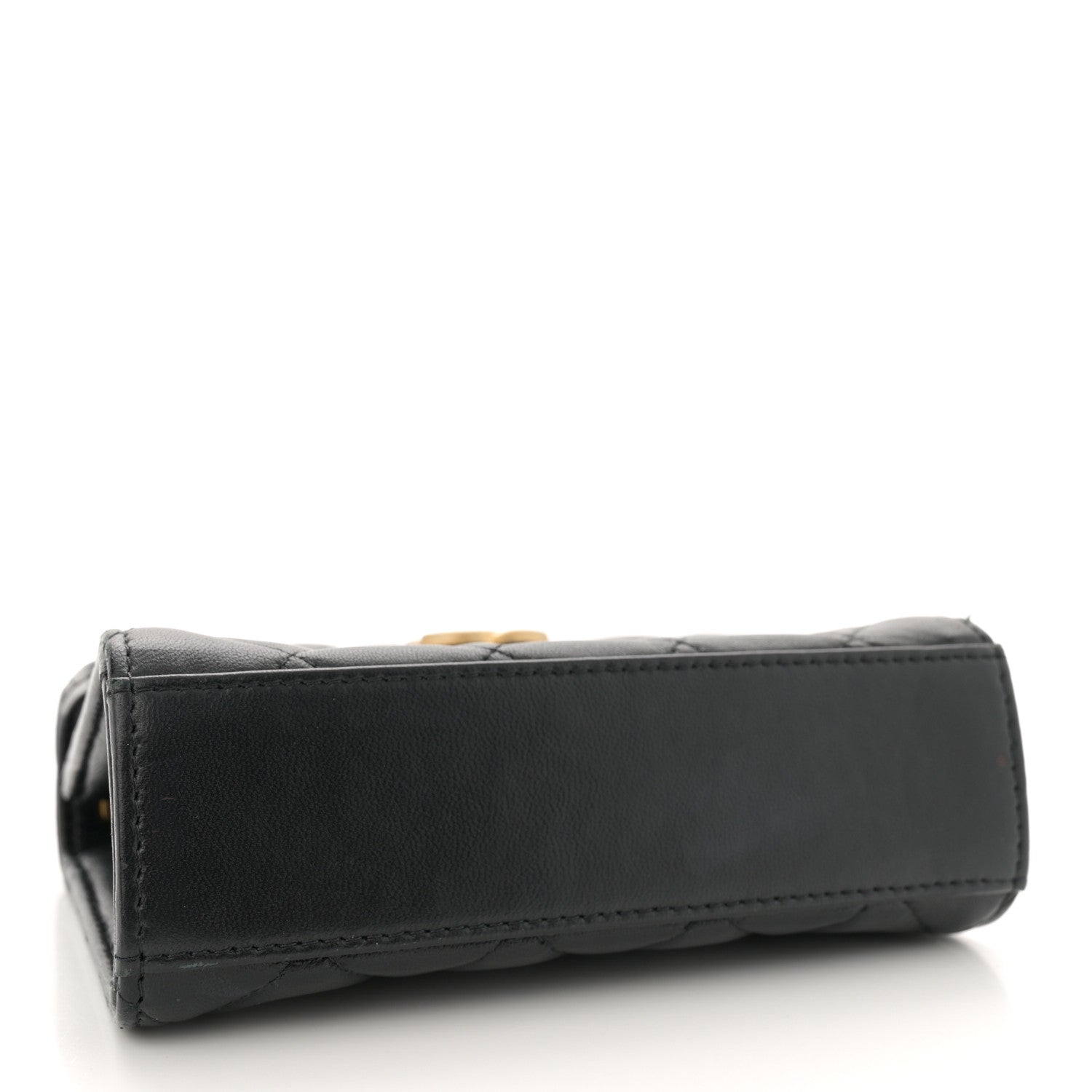 Lambskin Enamel Quilted Top Handle Flap With Chain Black