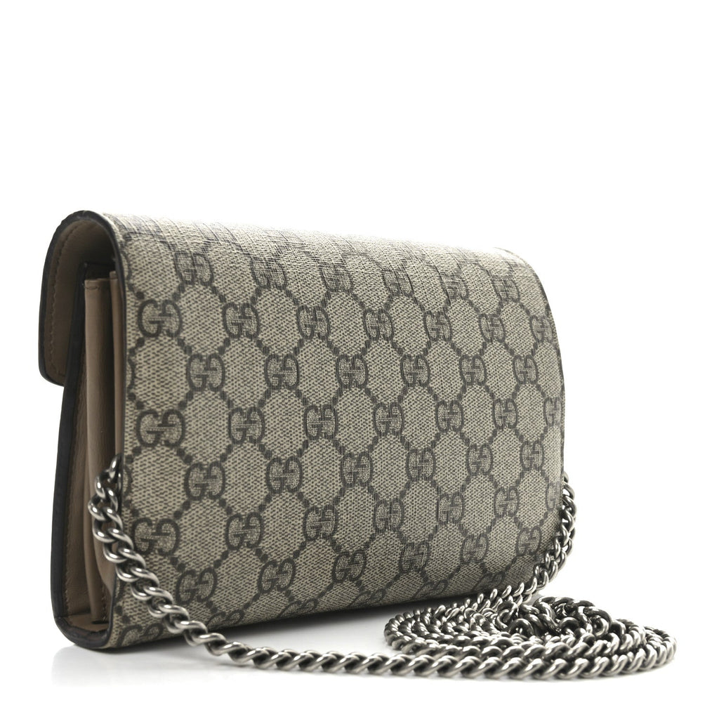 GG Supreme Monogram Mini Dionysus Chain Wallet Beige Taupe