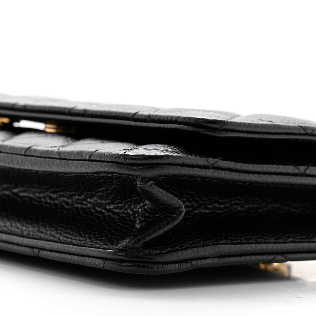 Caviar Quilted Wallet on Chain WOC Black