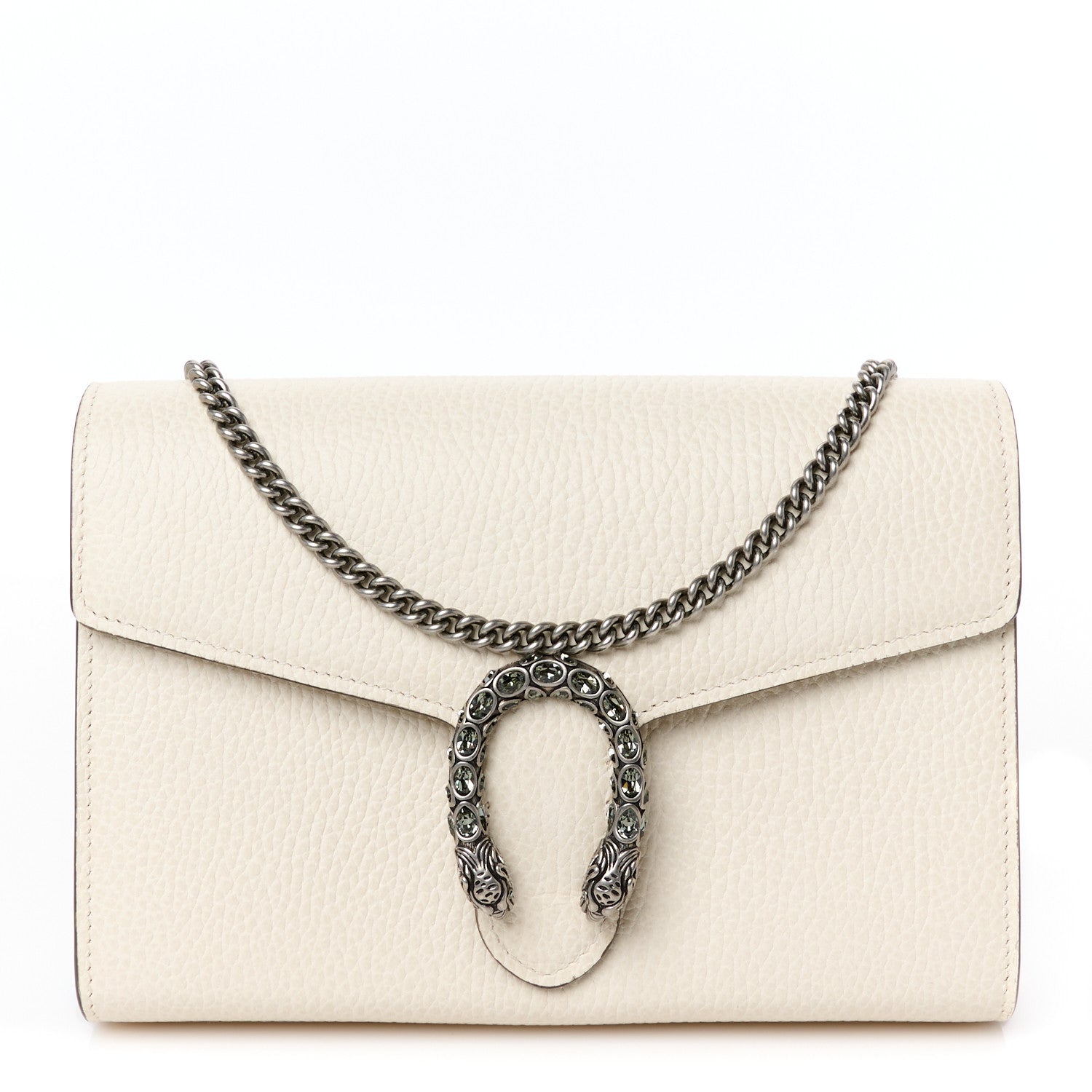 Dollar Calfskin Mini Dionysus Chain Wallet Mystic White