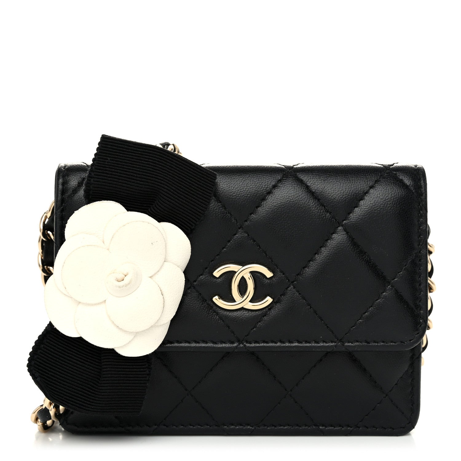 Lambskin Quilted My Chanel Lady  Holder On Chain Black