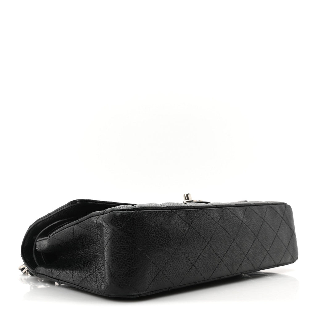 Caviar Quilted Medium Double Flap Black