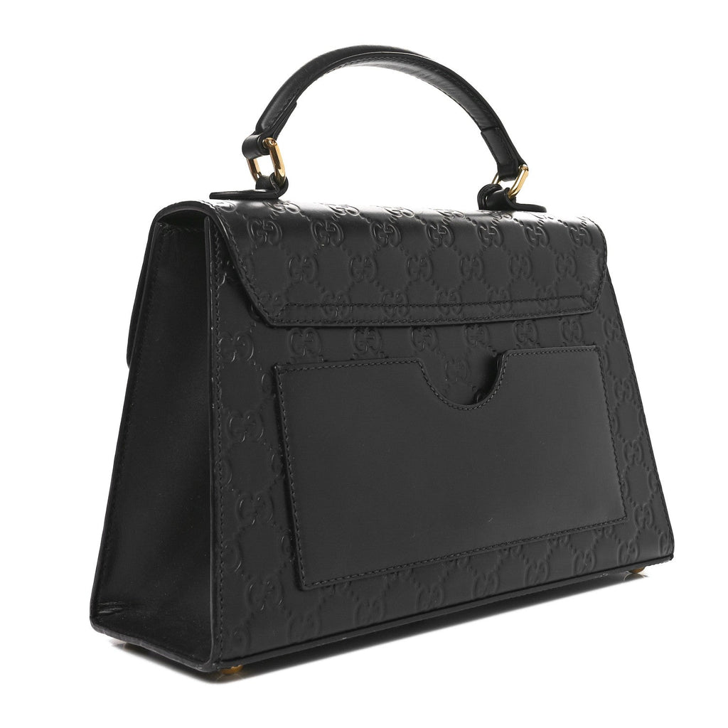Guccissima Signature Small Padlock Top Handle Bag Black