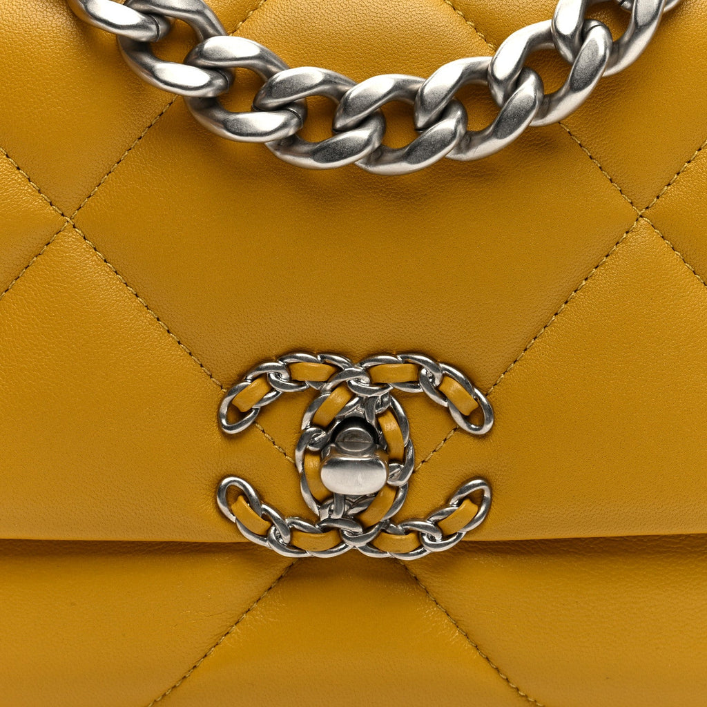 Lambskin Quilted Medium Chanel 19 Flap Yellow