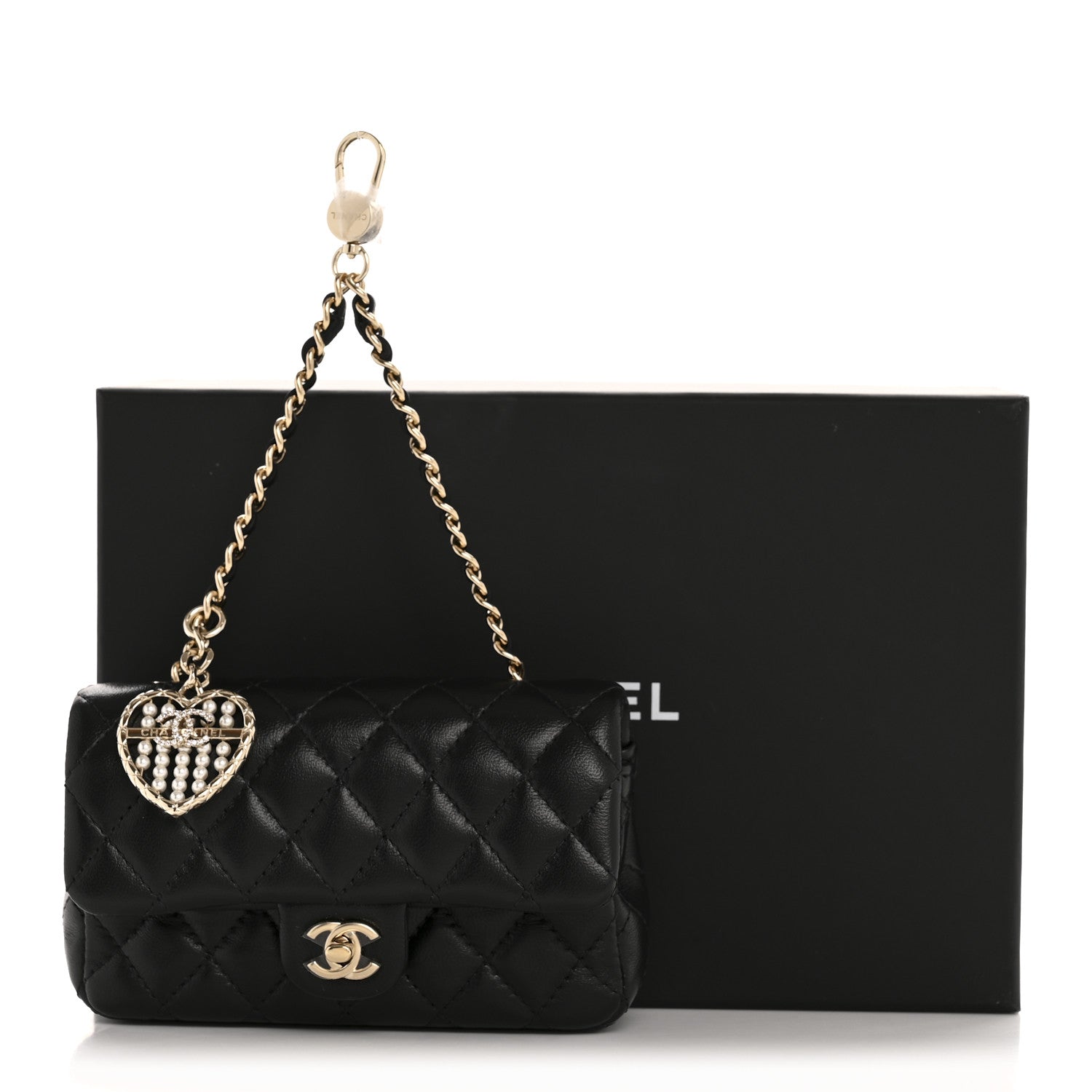 Lambskin Quilted Mini Double Flap With Hook Black