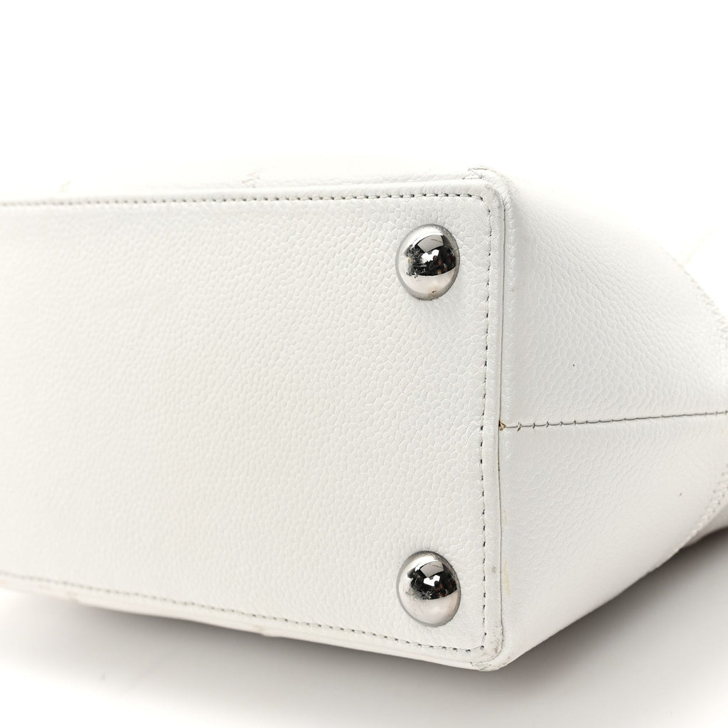 Caviar Square Stitched Bag White