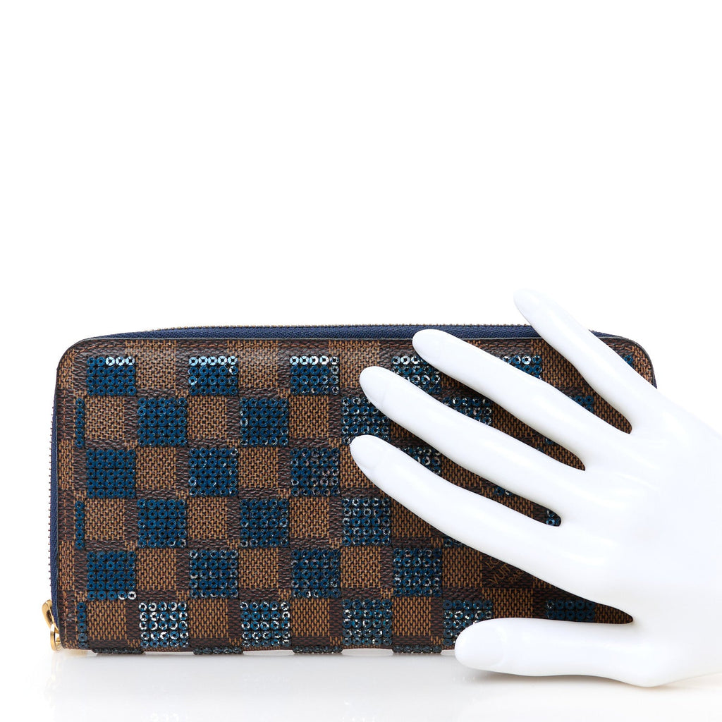 Damier Paillettes Zippy Wallet Blue