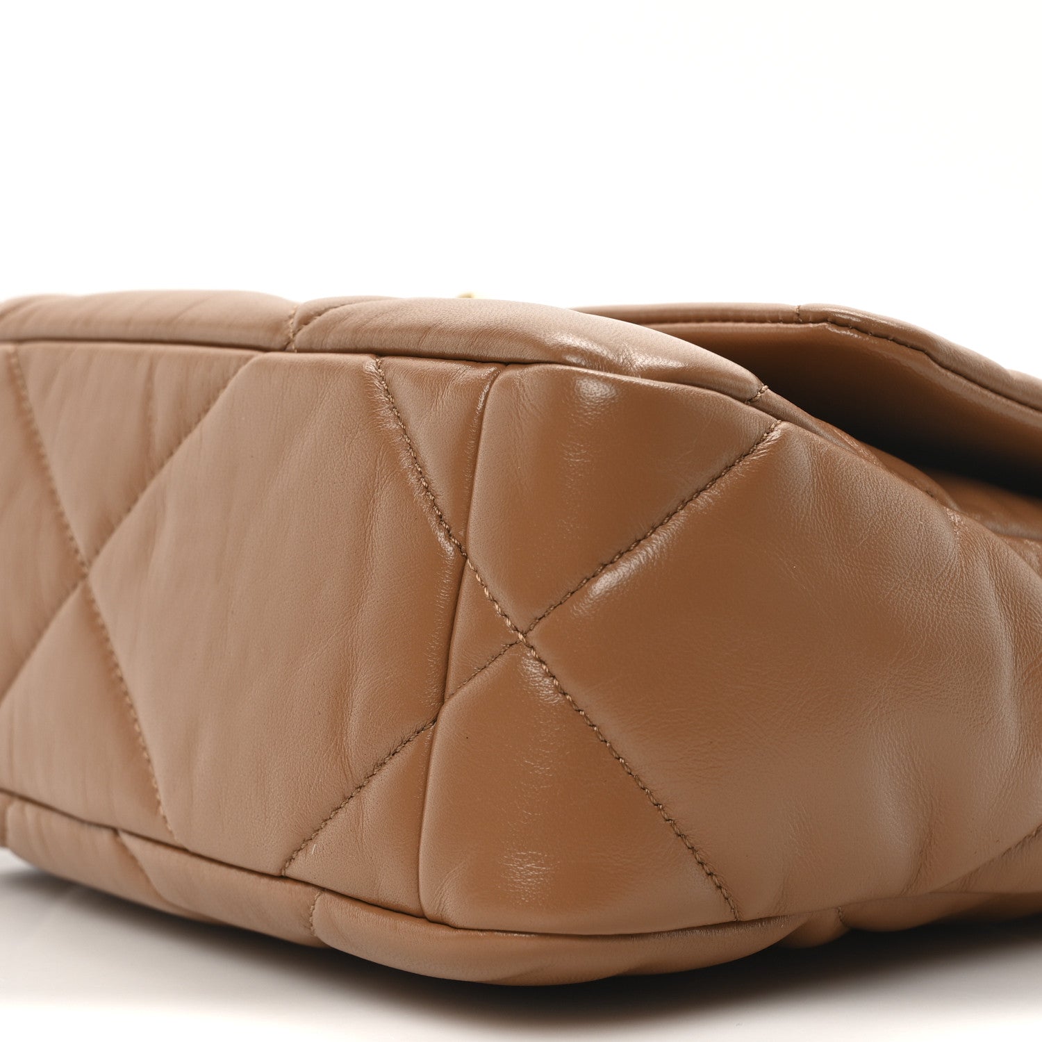 Lambskin Quilted Medium Chanel 19 Flap Light Brown