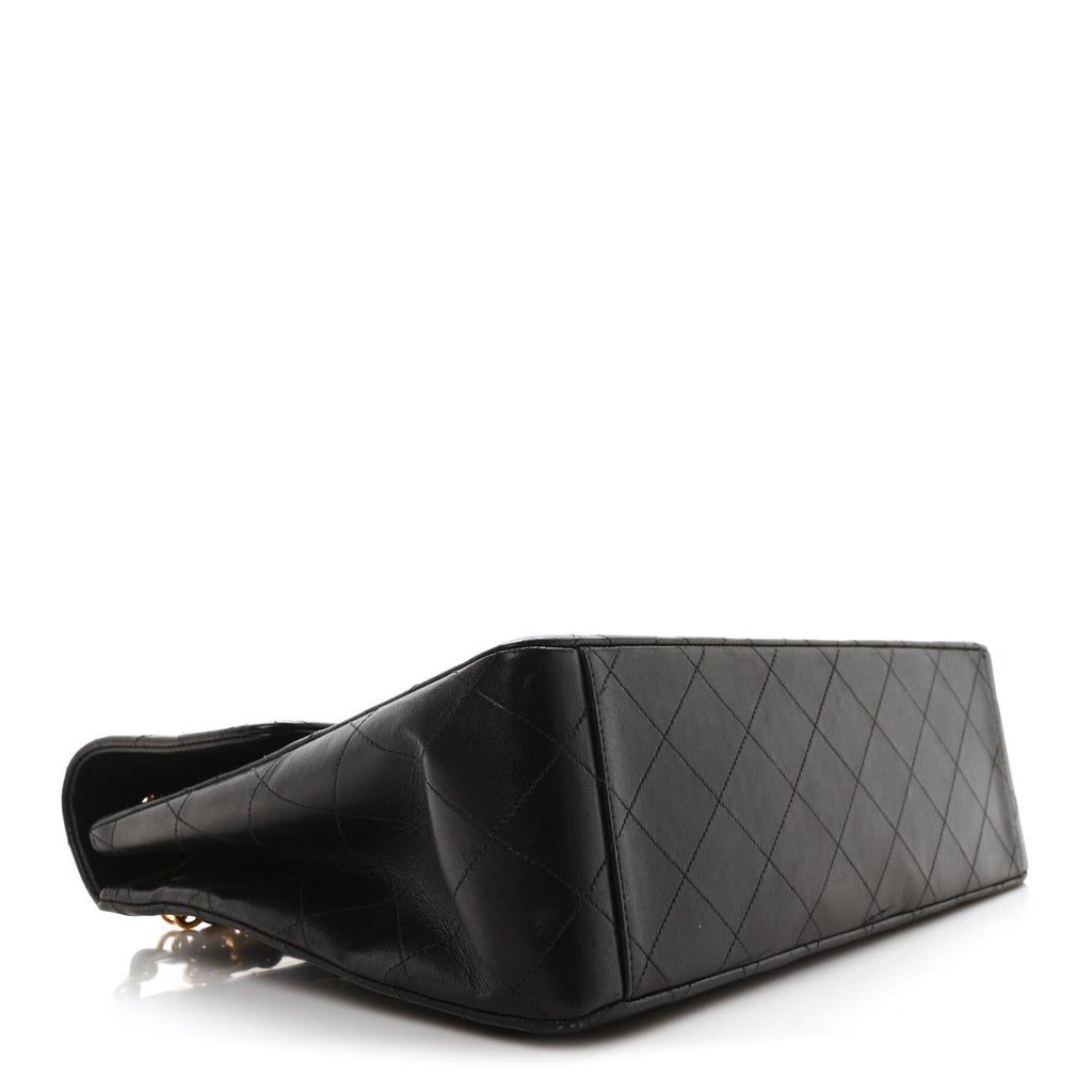 Lambskin Quilted XL Jumbo Single Flap Black
