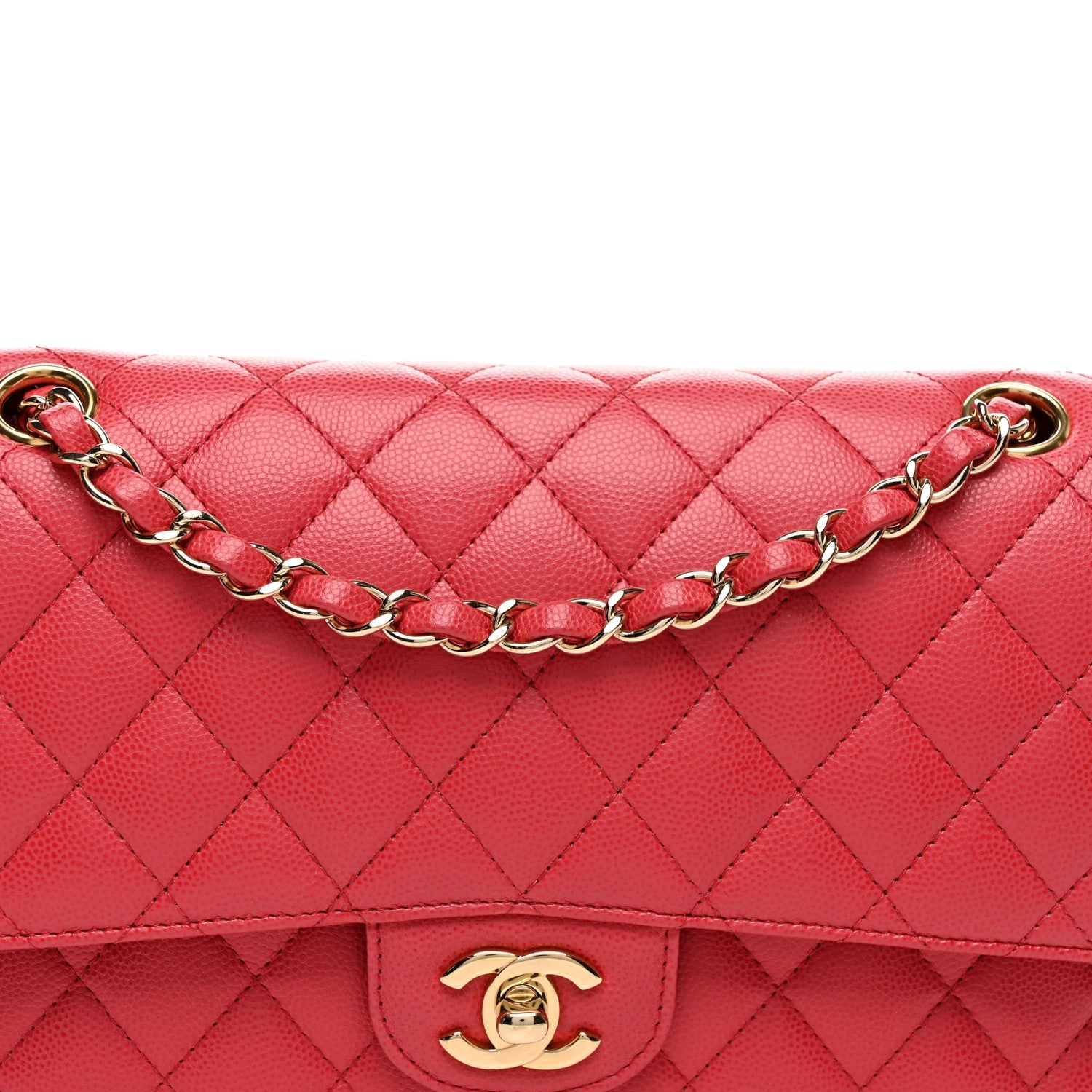 Caviar Quilted Medium Double Flap Pink
