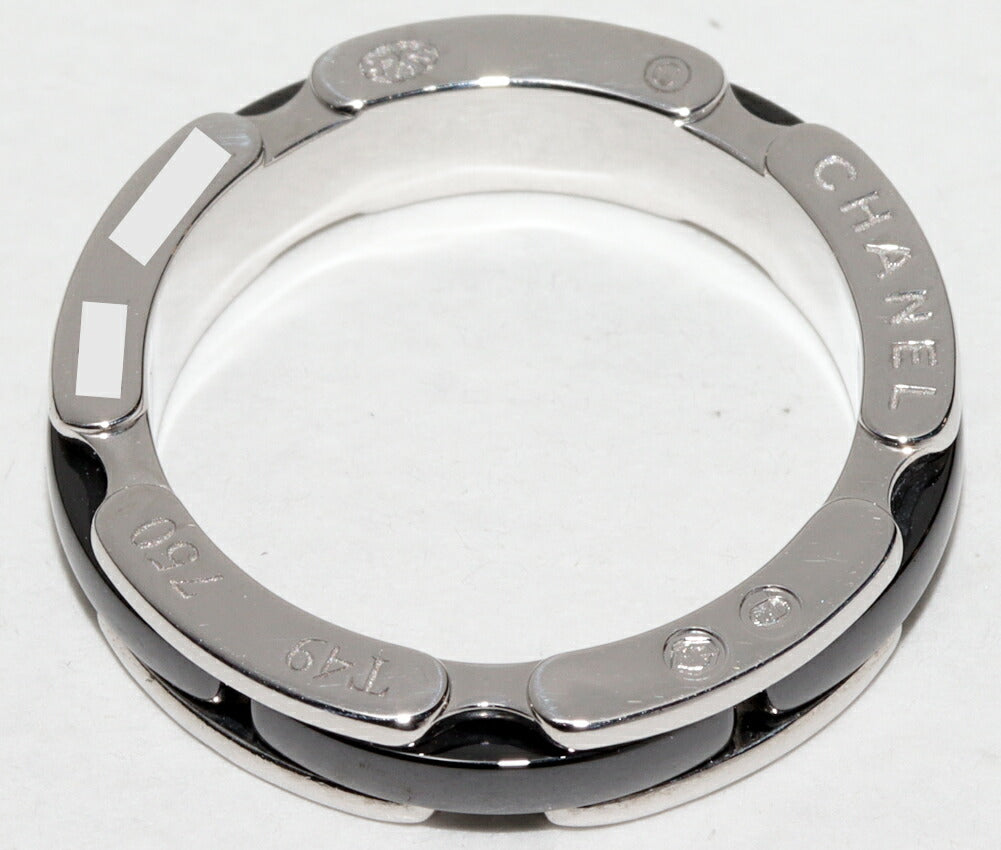 Chanel K18WG Black Ceramic Ultra Collection Ring J3092