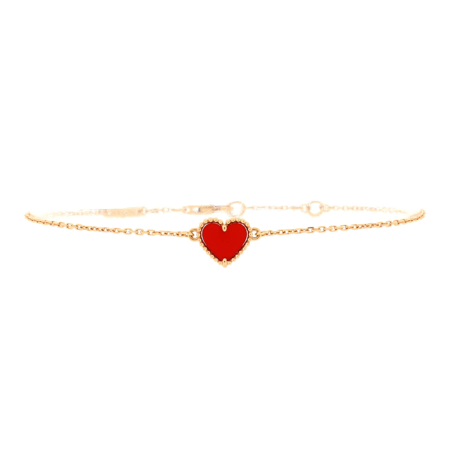 Sweet Alhambra Heart Bracelet 18K Rose Gold with Carnelian