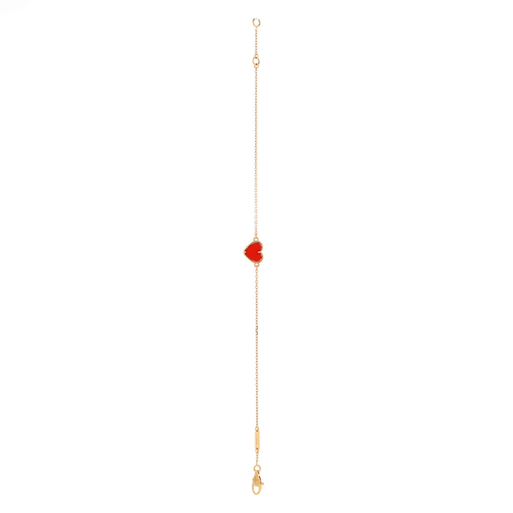 Sweet Alhambra Heart Bracelet 18K Rose Gold with Carnelian