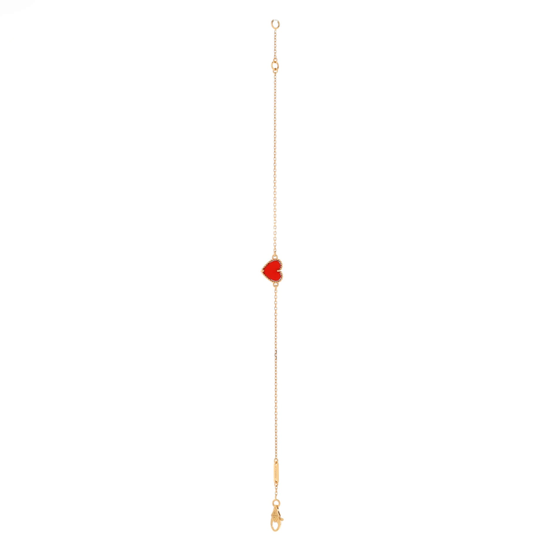 Sweet Alhambra Heart Bracelet 18K Rose Gold with Carnelian