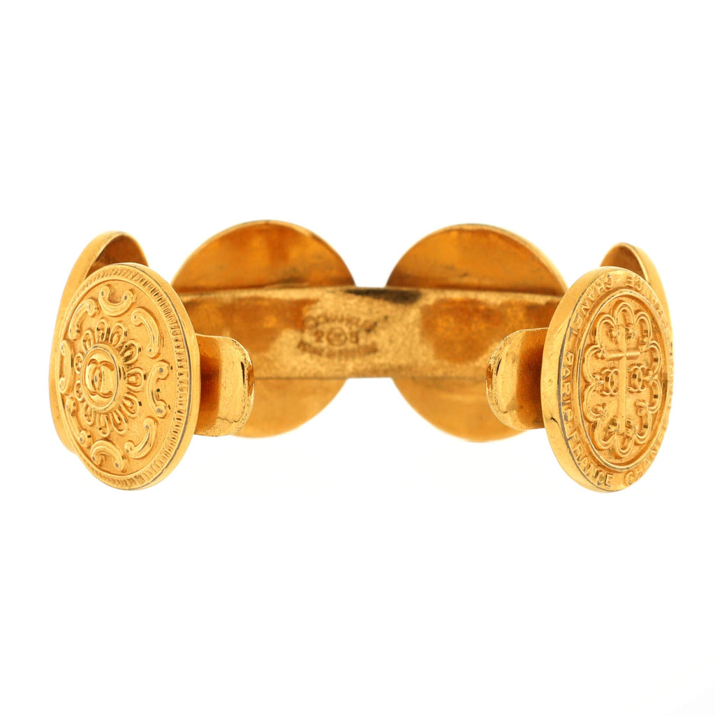 Vintage CC Medallion Cuff Bracelet Metal