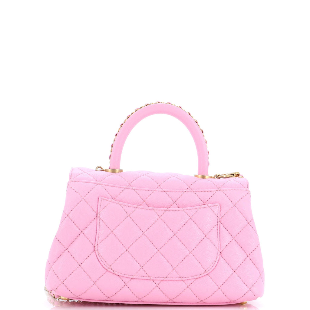 Coco Top Handle Bag Quilted Caviar with Chain Detail Handle Mini