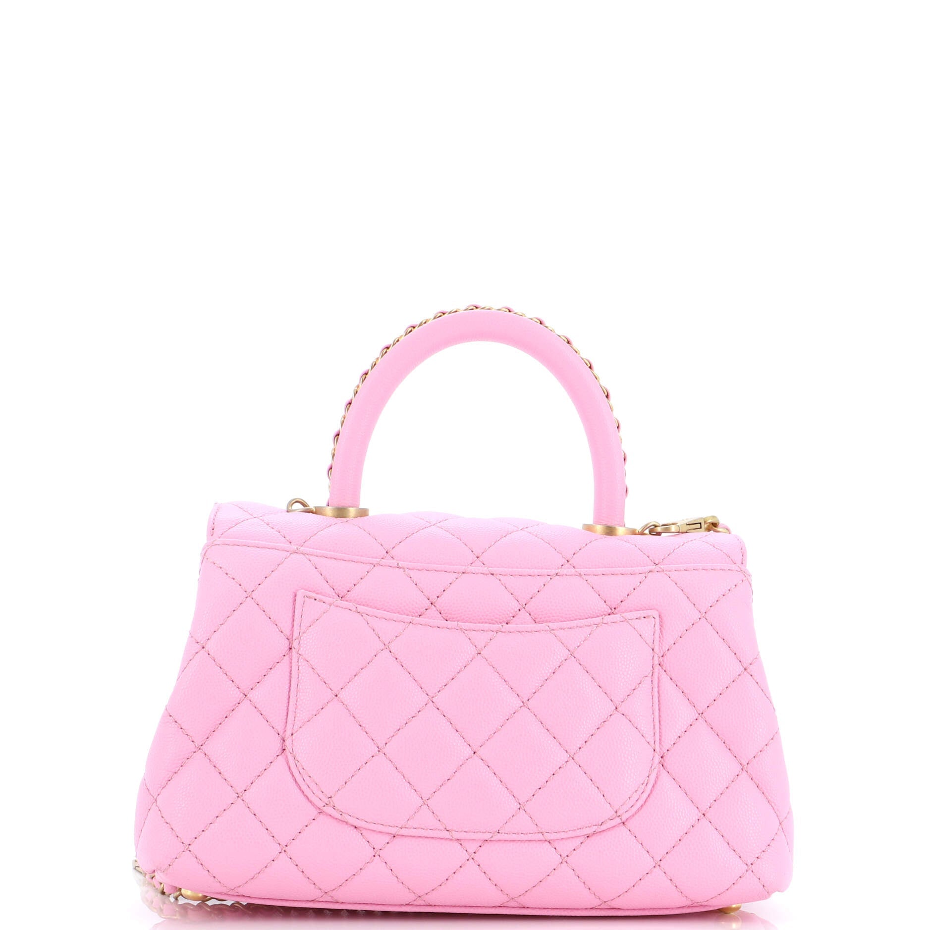 Coco Top Handle Bag Quilted Caviar with Chain Detail Handle Mini