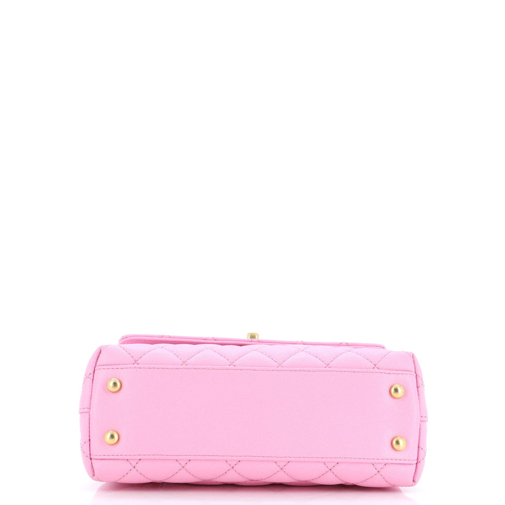 Coco Top Handle Bag Quilted Caviar with Chain Detail Handle Mini