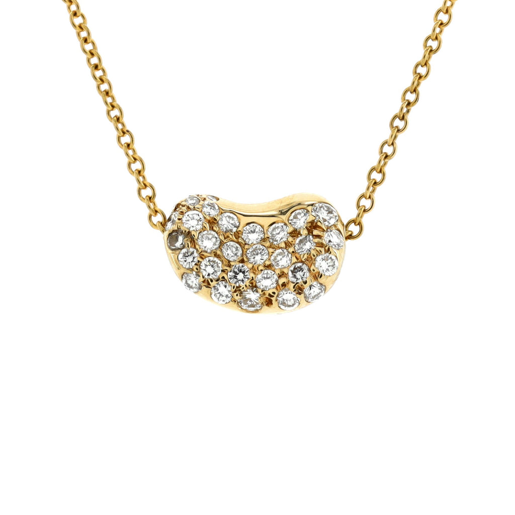 Elsa Peretti Bean Pendant Necklace 18K Yellow Gold with Diamonds 11mm