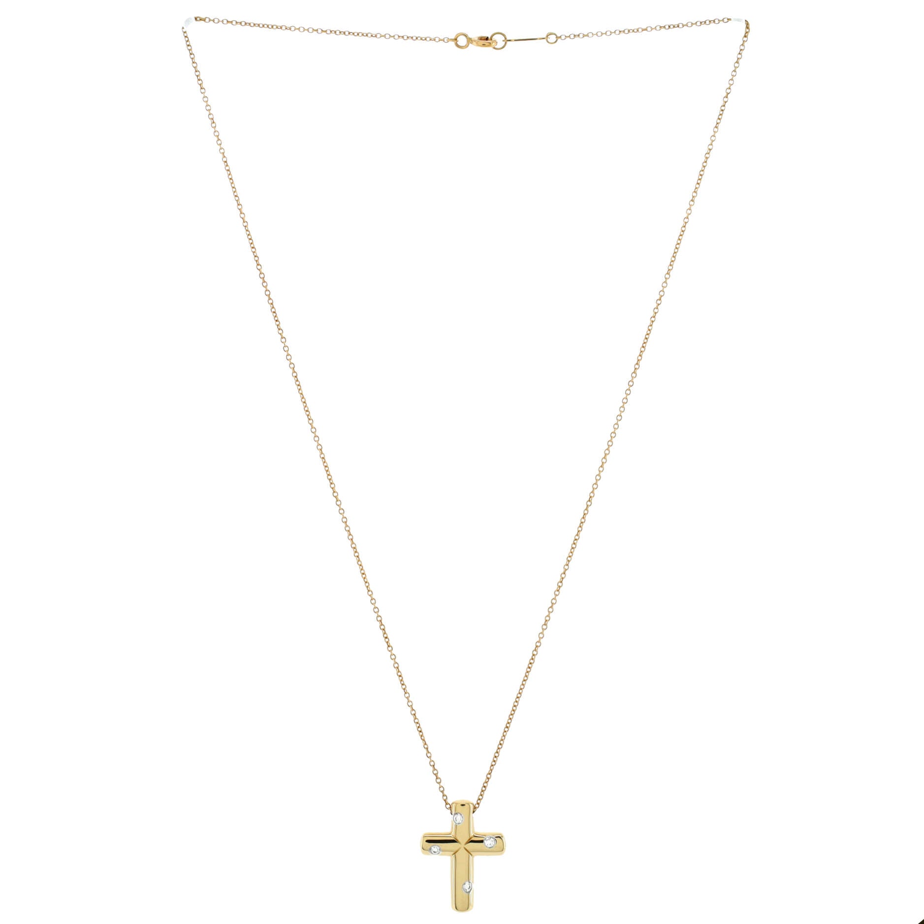Etoile Cross Pendant Necklace 18K Yellow Gold and Diamonds