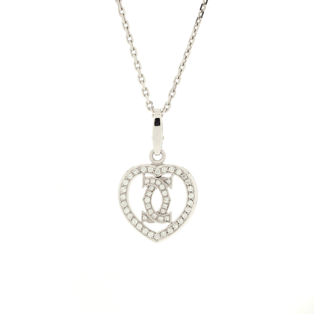 2C Heart Necklace 18K White Gold with Diamonds