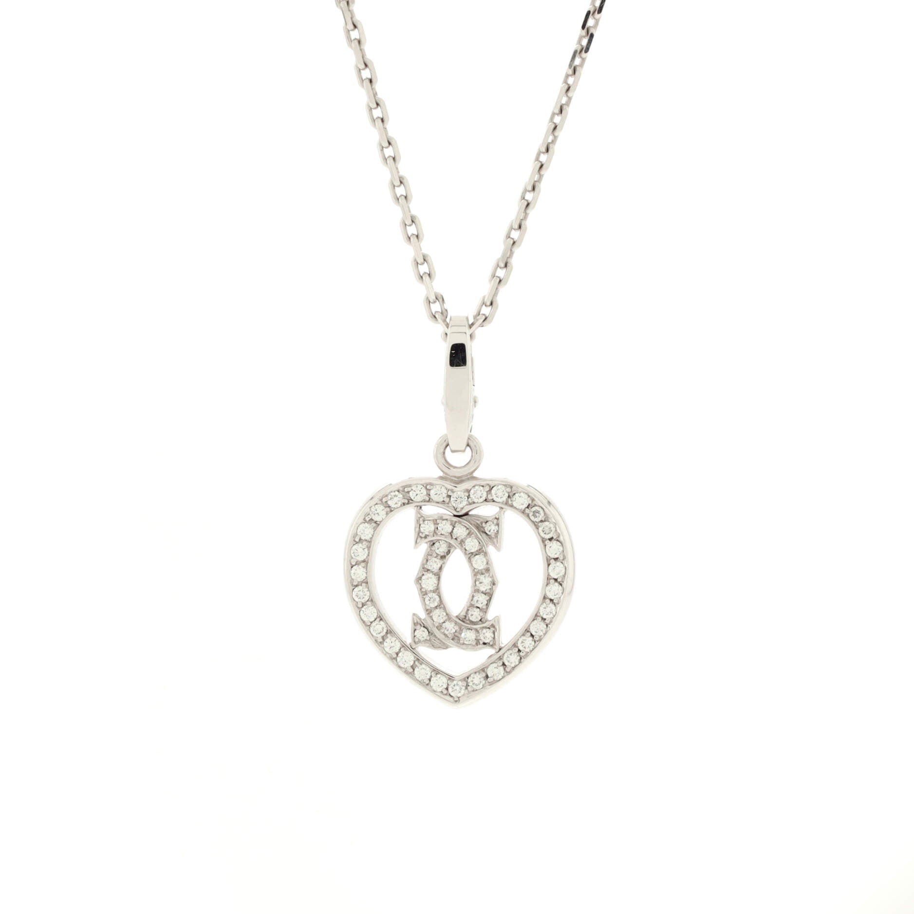 2C Heart Necklace 18K White Gold with Diamonds