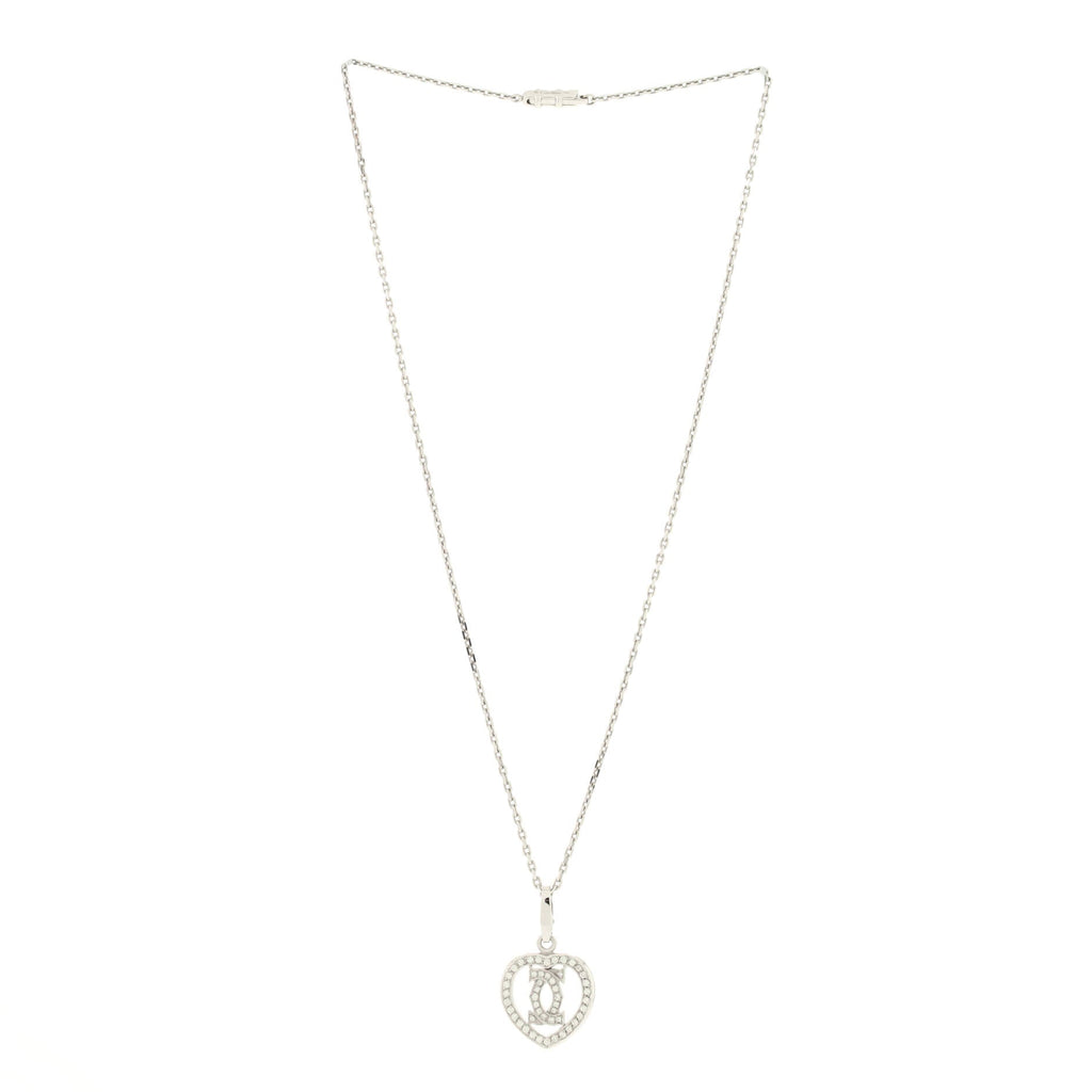 2C Heart Necklace 18K White Gold with Diamonds