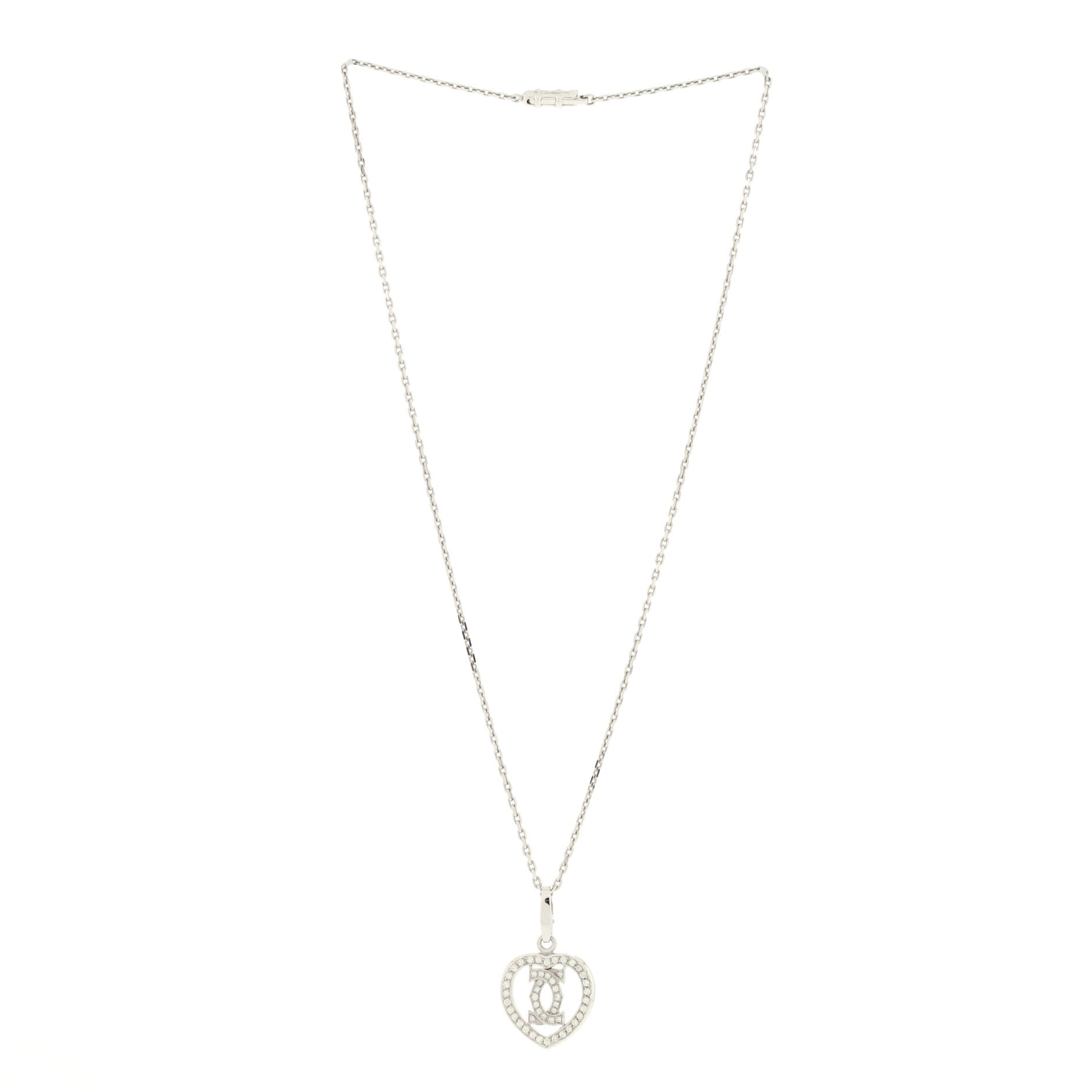 2C Heart Necklace 18K White Gold with Diamonds