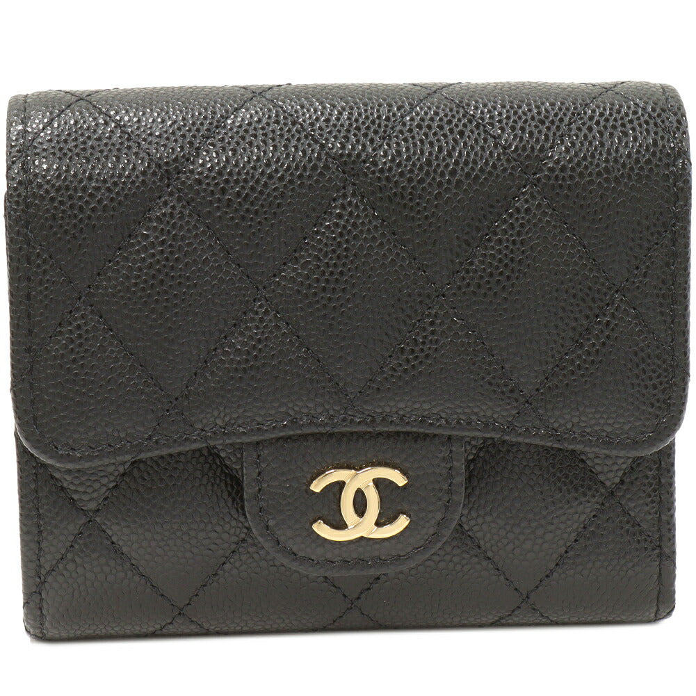 Chanel Caviar Skin Timeless Classic Compact Wallet AP0229