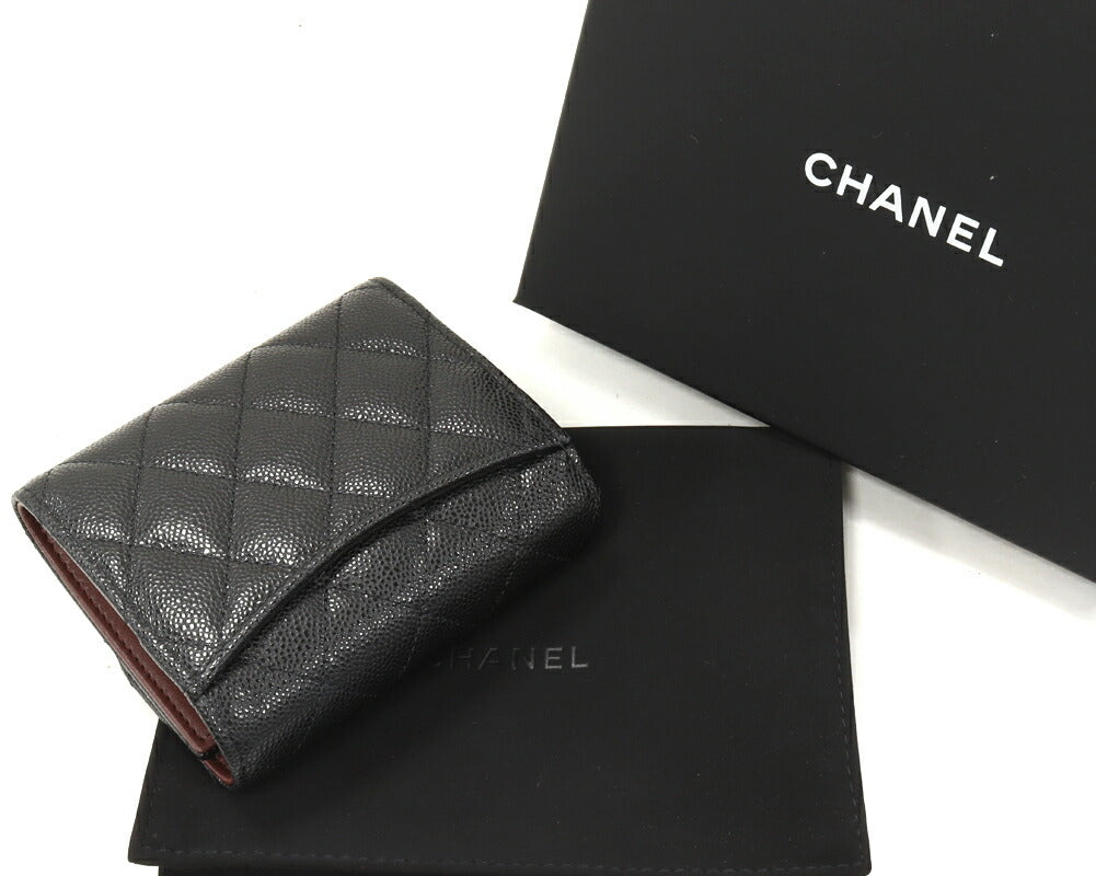 Chanel Caviar Skin Timeless Classic Compact Wallet AP0229