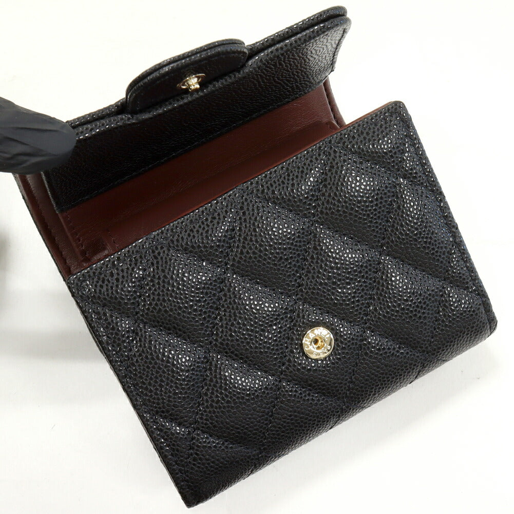 Chanel Caviar Skin Timeless Classic Compact Wallet AP0229