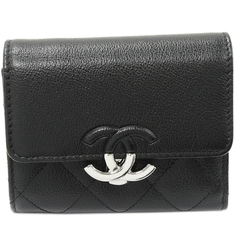 Chanel Soft Caviar Skin Coco Mark Small Flap Wallet Trifold Wallet AP1075