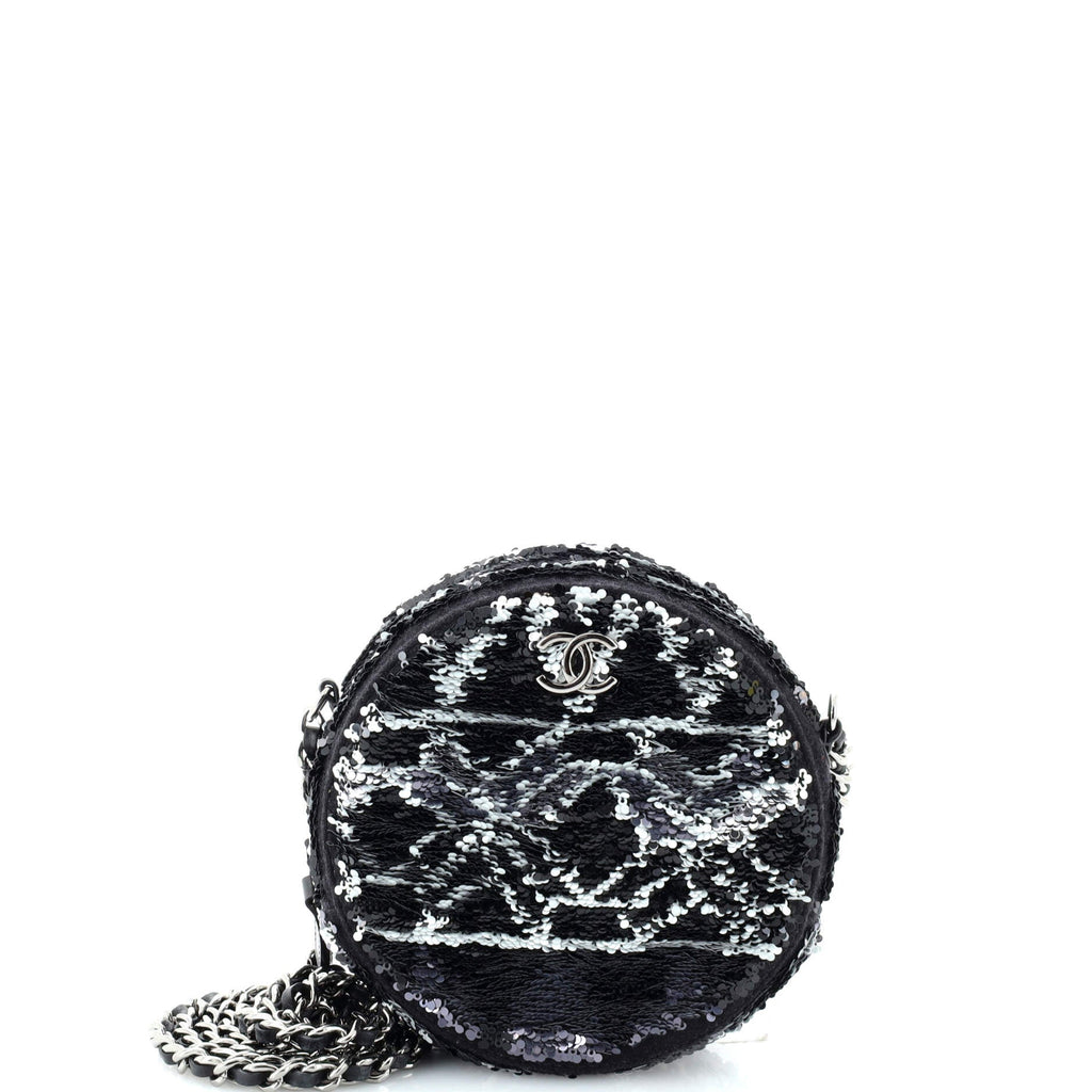 Round Clutch with Chain Sequins Mini