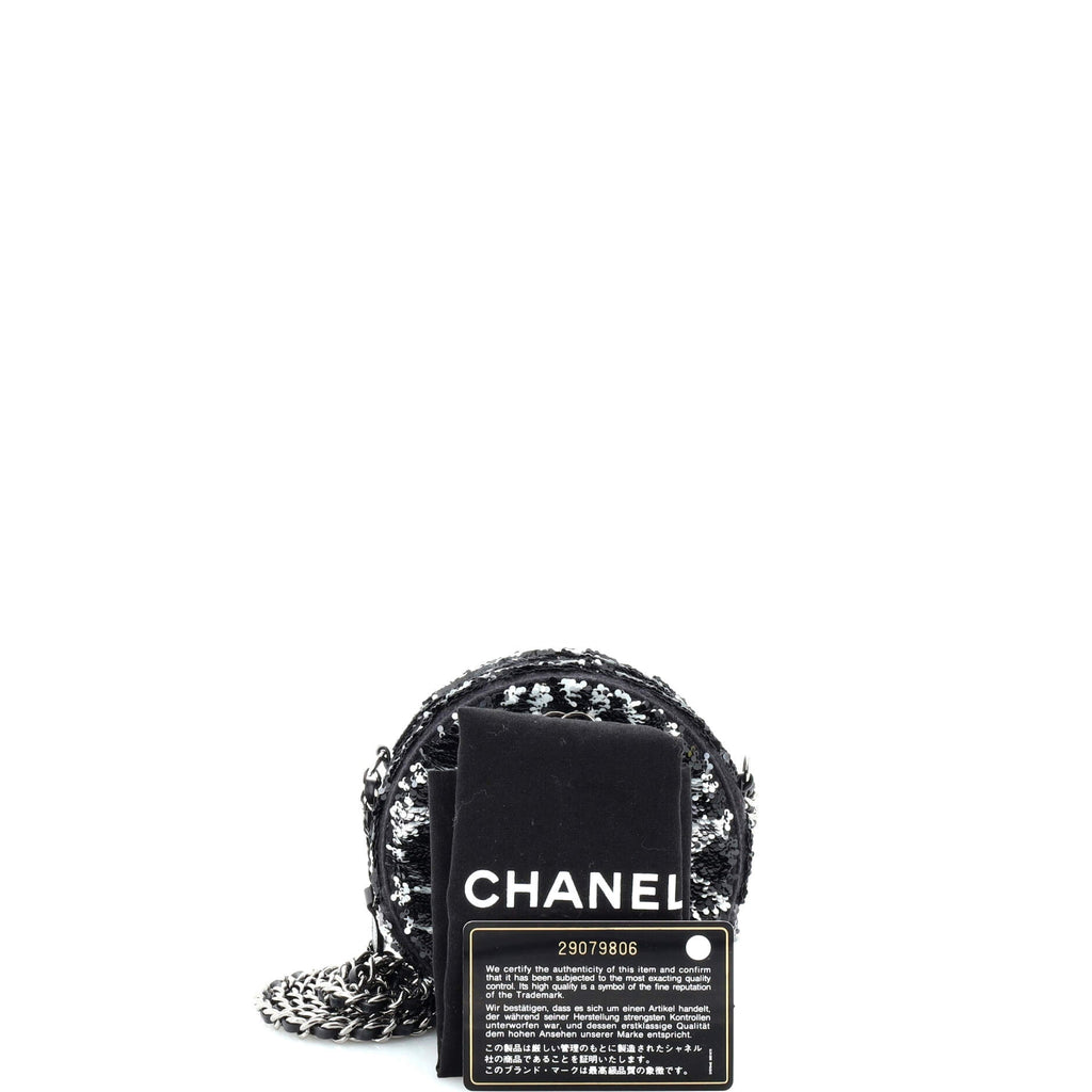 Round Clutch with Chain Sequins Mini