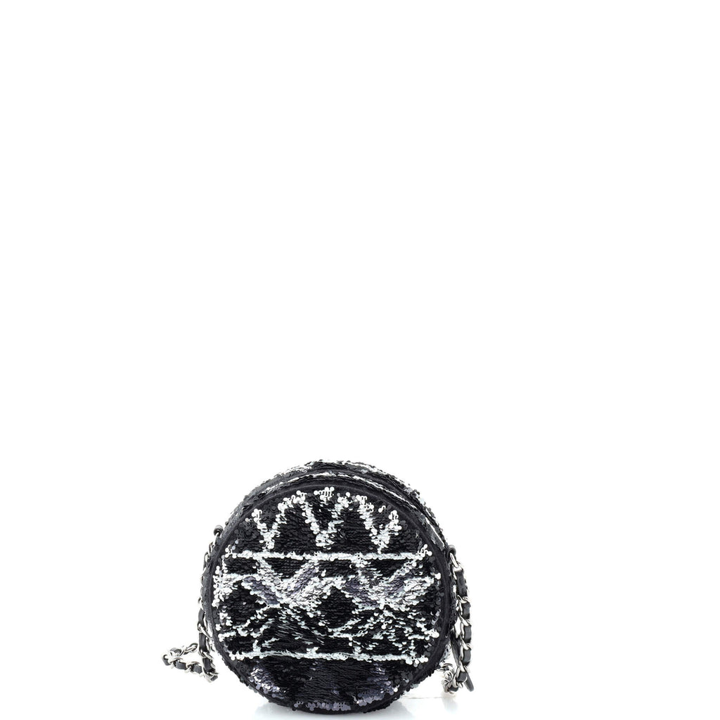 Round Clutch with Chain Sequins Mini