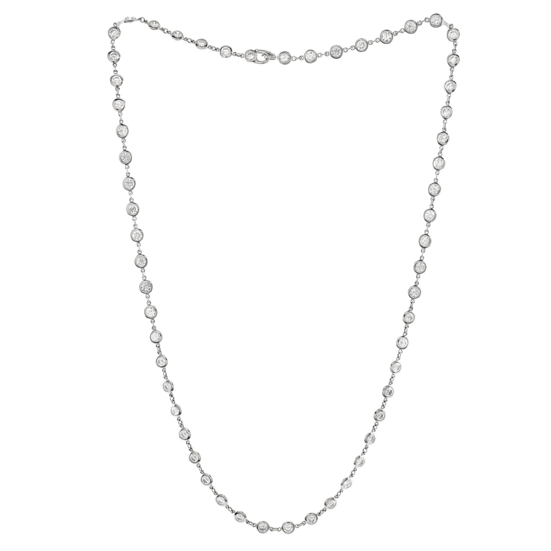 Elsa Peretti 57 Diamonds By The Yard Continuous Necklace Platinum and Diamonds 4.5mm